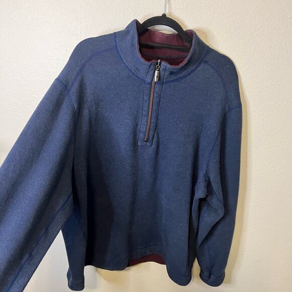 Tommy Bahama Navy Blue 1/4 Zip Pullover Sweatshirt Size XL - Picture 2 of 5